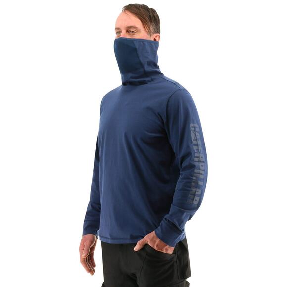 Caterpillar Workwear Mens size XL Viral Off Long Sleeve Gaitor Tee Tshirt Blue - Picture 1 of 13